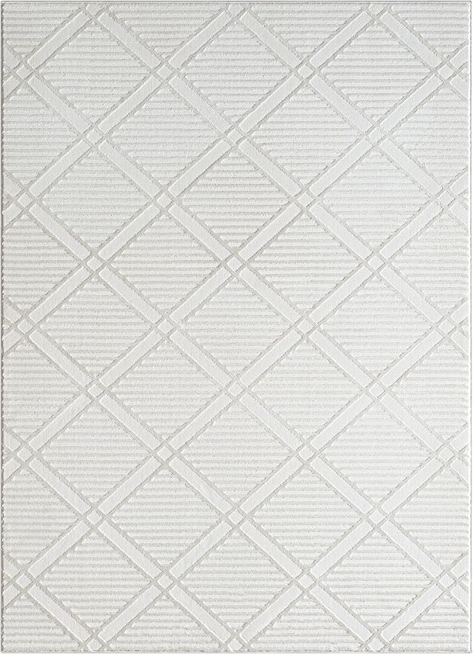 LUXE WEAVERS Geometric Diamond Shaped Cream 6x9 Area Rug