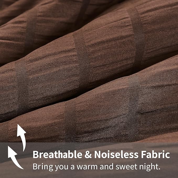 AveLom Brown Seersucker King Comforter Set (104x90 inches), 3 Pieces-100% Soft Washed Microfiber Lightweight Comforter with 2 Pillowcases, All Season Down Alternative Comforter Set for Bedding