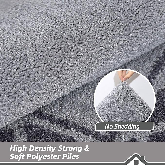 BEQHAUSE Door Mat Dirt Trapper Non Slip Entryway Rugs Absorbent Welcome Mat Low Profile Washable Front Door Mat for Muddy Paws,Entrance,Hallway, 36" x 60",Grey