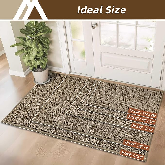COSY HOMEER Door Mat 17" x 30" Non Slip Absorbent Entryway Rugs Dirt Trapper Doormats Washable Entrance Mats Low Pile Welcome Floor Mat for Front Back Door and Entry Mats,Taupe(Roll Packing)
