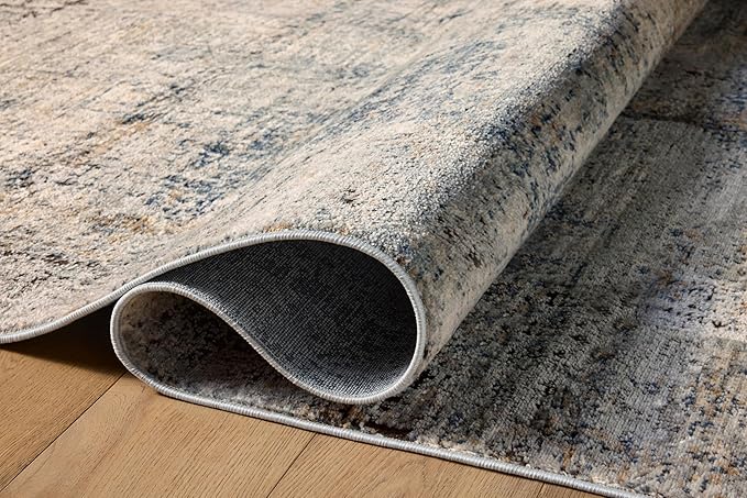 Loloi Teagan Collection TEA-05 Denim/Slate 3'-4" x 5'-7" Accent Rug, Large, Soft Neutral Rug, High-Traffic for Living Room, Bedroom, Home Office, Dining Area