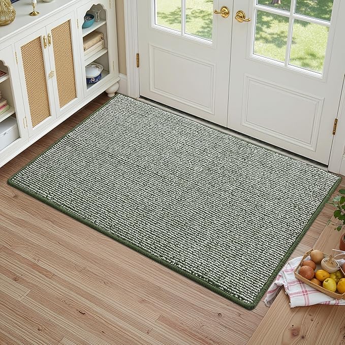 GRANNY SAYS Front Door Mat Outside Entrance, Door Mats for Entryway, Welcome Matt Non-Slip, Large Front Porch Mat Low Profile Resist Dirt, 48"x32", Green Beige