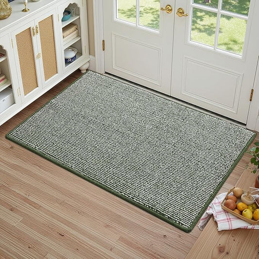 GRANNY SAYS Front Door Mat Outside Entrance, Door Mats for Entryway, Welcome Matt Non-Slip, Large Front Porch Mat Low Profile Resist Dirt, 48"x32", Green Beige