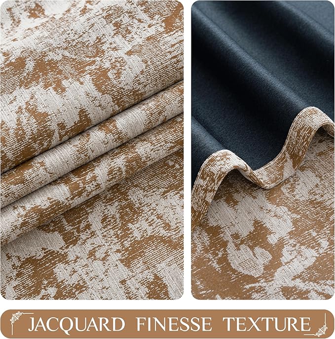 Beauoop Brown Floral Jacquard Blackout Curtains 84 Inches Long 2 Panels for Bedroom Living Room Chenille Flower Room Darkening Thermal Insulated Soundproof Grommet Window Treatments Drapes, 52x84