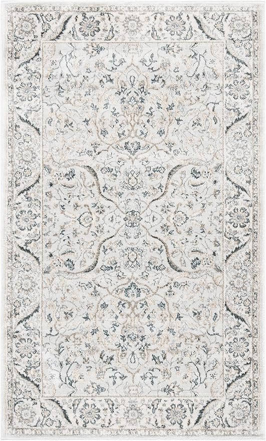 SAFAVIEH Isabella Collection Accent Rug - 2'2" x 5', Light Grey & Cream, Oriental Design, Non-Shedding & Easy Care, Ideal for High Traffic Areas in Entryway, Living Room, Bedroom (ISA912F)