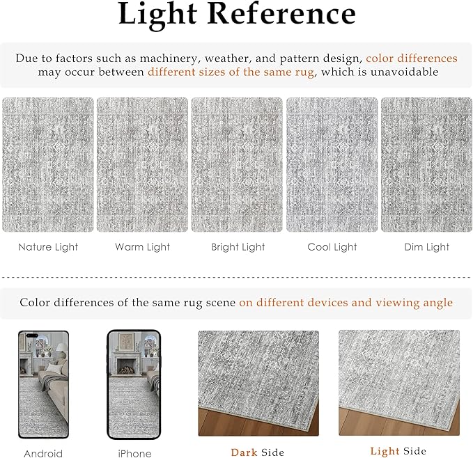 PureCozy 2x6 Runner Rug Gray Machine Washable Hallway Kitchen Vintage Distressed Non Slip Carpet Indoor Small Long Low Pile Thin Bedroom Bathroom Retro Accent Throw Rug Laundry Living Room
