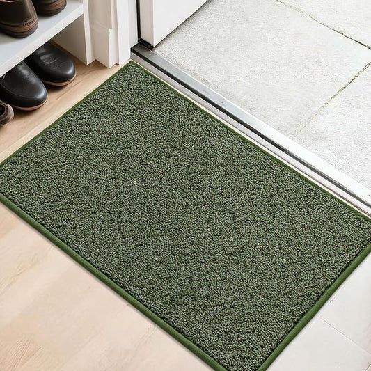 COSY HOMEER-Door-Mat 20" x 32" Non Slip Absorbent Entryway Rugs Dirt Trapper Doormats Washable Entrance Mats Low Pile Welcome Floor Mat for Front Back Door and Entry Mats,Green
