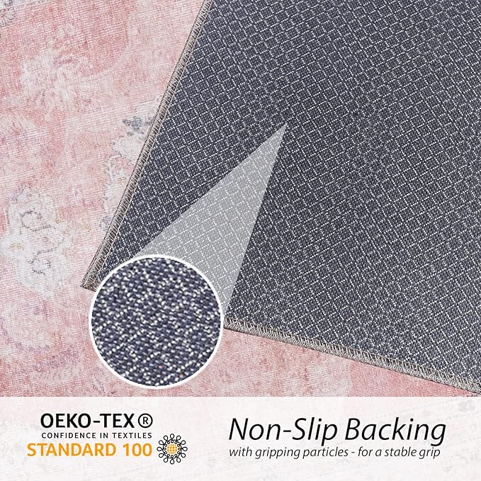 RugOver Machine Washable Area Rug, Pet-Friendly and Non-Slip Indoor Carpet for Kitchen, Bathroom, Living Room, Home Floor Decoration(Flesh/Oatmeal, 5'1" x 7'5")