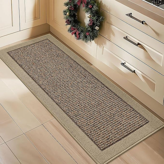 BEQHAUSE Kitchen Runner Rugs 24"x60", Kitchen Rugs Non-Slip Kitchen Mats for Floor, Absorbent and Stain Resistant Kitchen Mats, Machine Washable Rug for Kitchen, Hallway, Laundry & Sink, Taupe