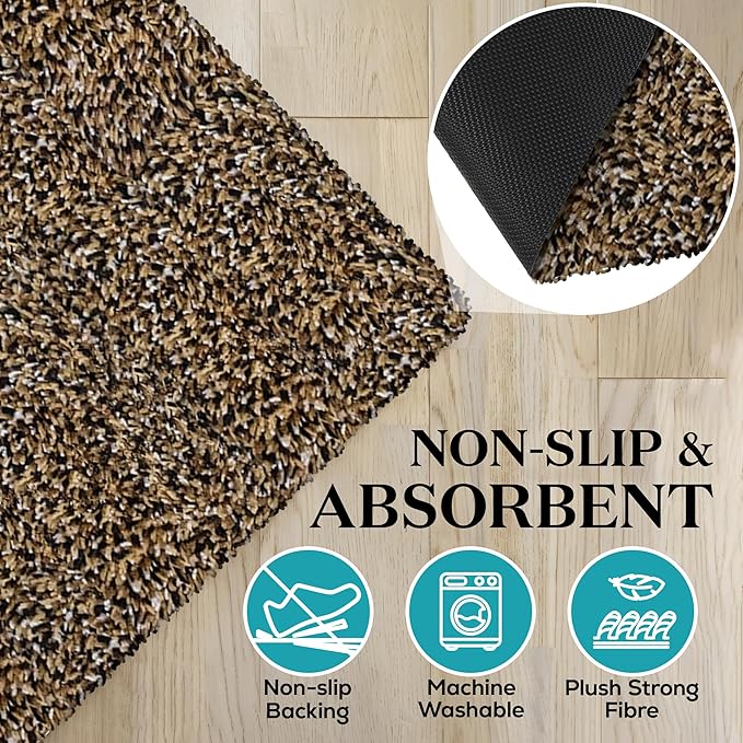 RugMast Premium Microfiber Indoor Door Mat – 36"x60" Washable Entry Mat, Non-Slip, Waterproof Backing, Super Absorbent, Low Profile Entryway Doormat for Indoor Entrance