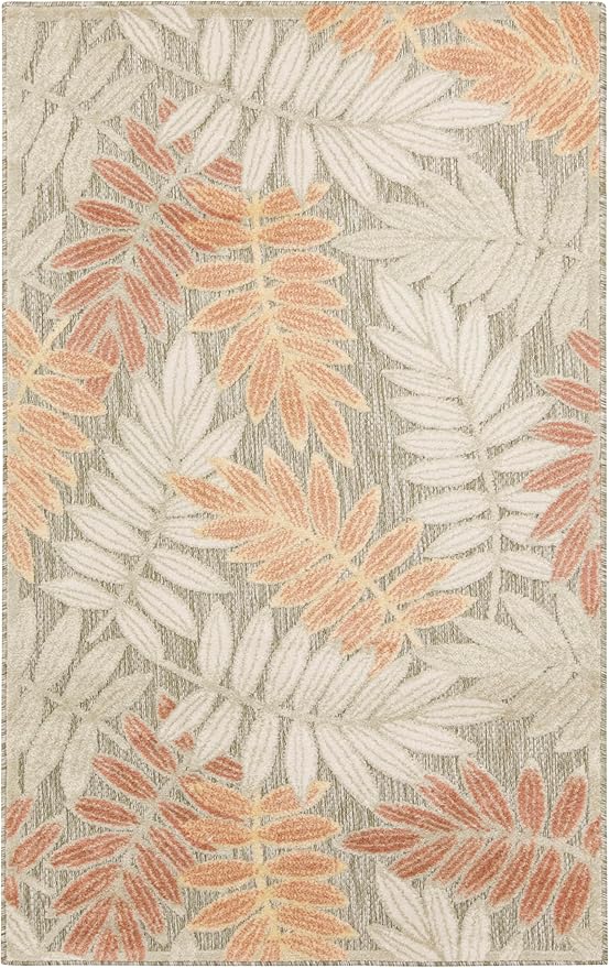 Nourison Home Aloha Sage Rose 2'8" x 4' Area Rug - Easy Clean, Non Shedding, Bed Room, Living Room, Dining Room, Kitchen (3' x 4')