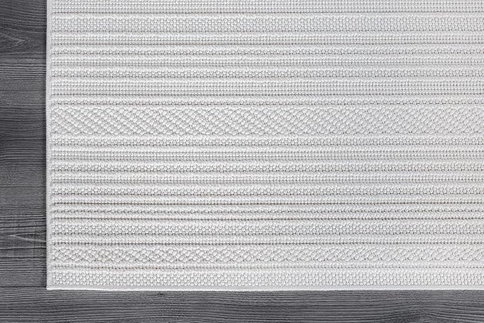 Luul Home Micro Loop Indoor Rug White 5x7 Boho Geometric Neutral Area Rugs for Living Room Soft Luxury Modern Low and High Pile Durable Stain Resistant Non-Shedding Indoor Area Carpet 5 x 7
