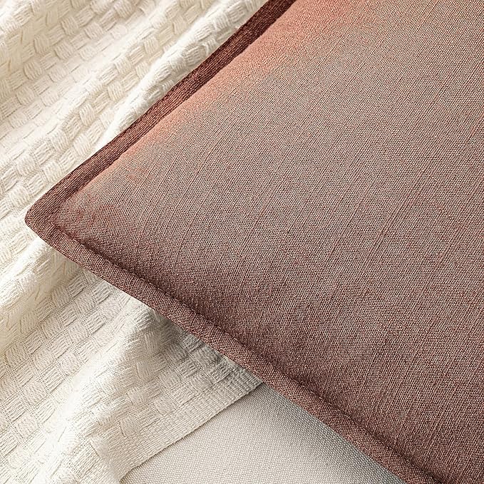 MIULEE Decorative Linen Pillow Covers 20x20 Inch Rust Red Boho Farmhouse Neutral Couch Throw Pillows for Bed Pack of 2 Accent Modern Pillowcase Sofa Livingroom Home Decor