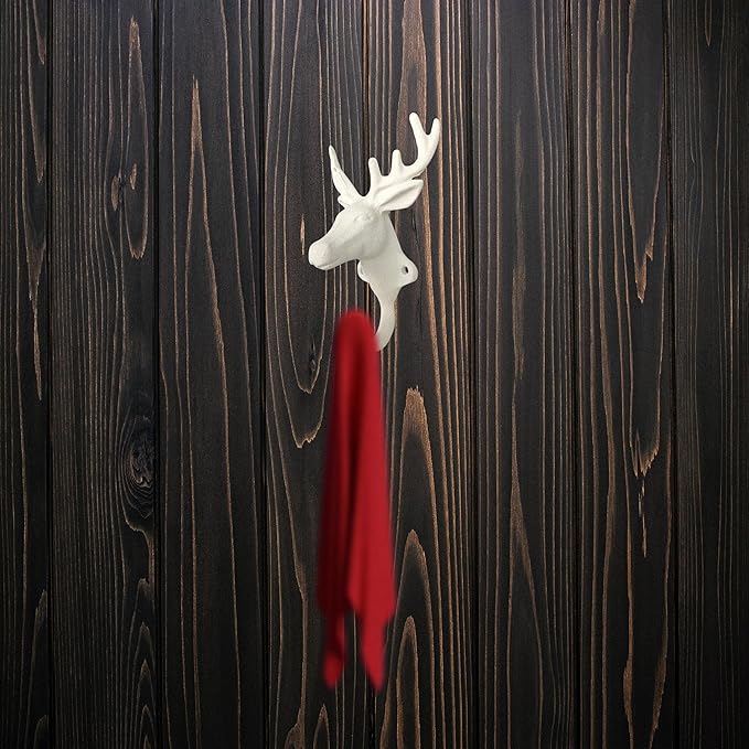 Comfy Hour Antique and Vintage Animal Collection Cast Iron Deer Single Key Coat Hook Rack Wall Hanger, Heavy Duty Recycled Gift Idea