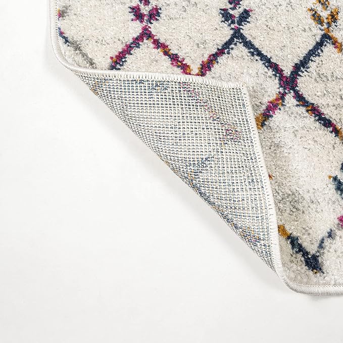 JONATHAN Y Boho Vintage Diamond Cream/Multi Indoor Area Rug 4X6 ft, Moroccan Hype for Living Room, Bedroom, Kitchen, Office, Easy-Cleaning, High Traffic, Pet-Friendly, Non-Shedding (MOH101H-4)