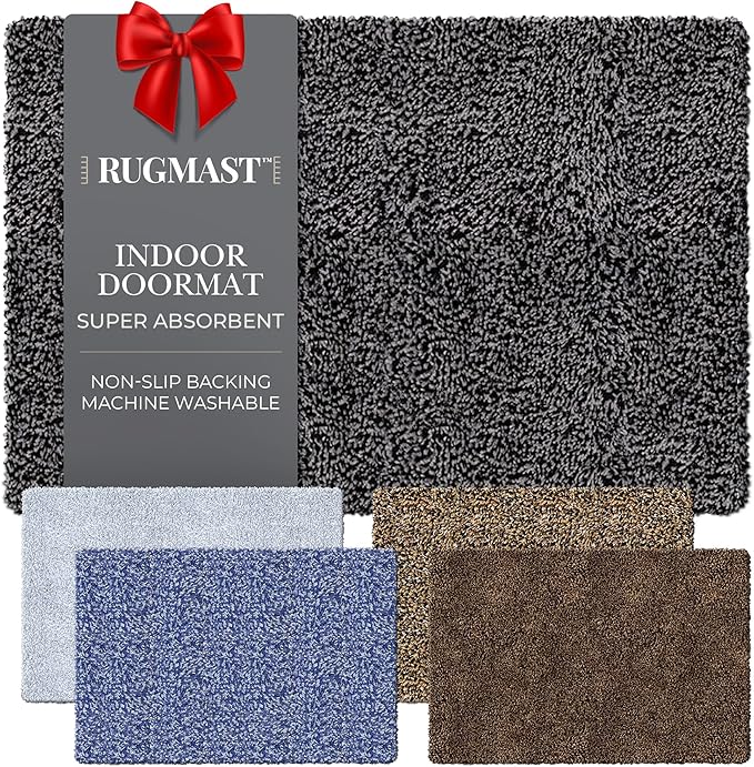 RugMast Premium Microfiber Indoor Door Mat – 32"x48" Washable Entry Mat, Non-Slip, Waterproof Backing, Super Absorbent, Low Profile Entryway Doormat for Indoor Entrance