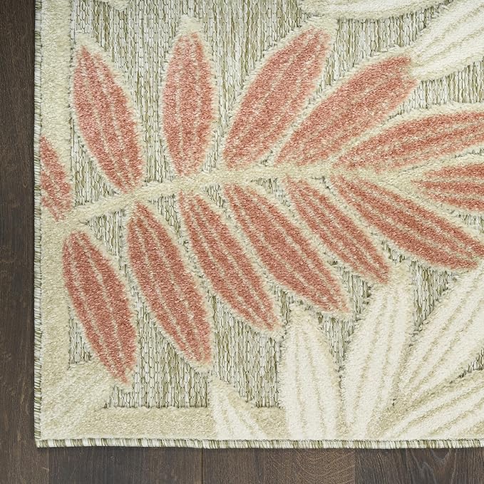 Nourison Home Aloha Sage Rose 2'8" x 4' Area Rug - Easy Clean, Non Shedding, Bed Room, Living Room, Dining Room, Kitchen (3' x 4')