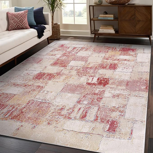 Beverly Rug Living Room Rug 5x7 Modern Luxury Ultra Soft Vintage Indoor Area Rugs for Kitchen Dining Room Stain Resistant Non Shedding Indoor Carpet Alfombras para Salas Modernas (5 x 7 Pink)