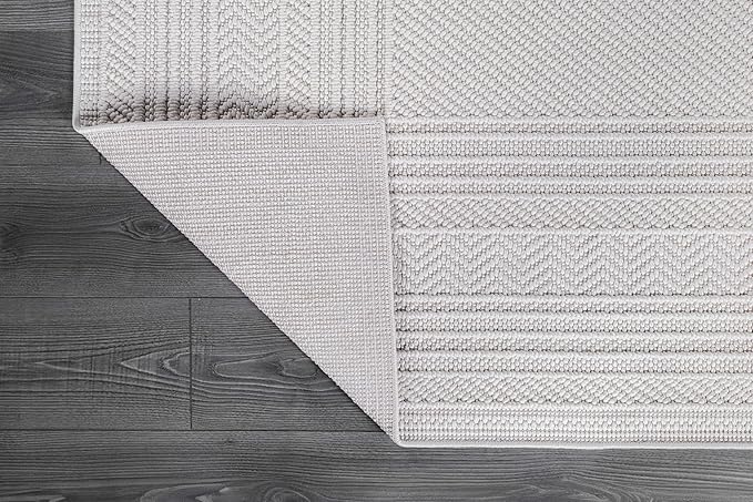 Luul Home Micro Loop Indoor Rug White 5x7 Boho Geometric Neutral Area Rugs for Living Room Soft Luxury Modern Low and High Pile Durable Stain Resistant Non-Shedding Indoor Area Carpet 5 x 7