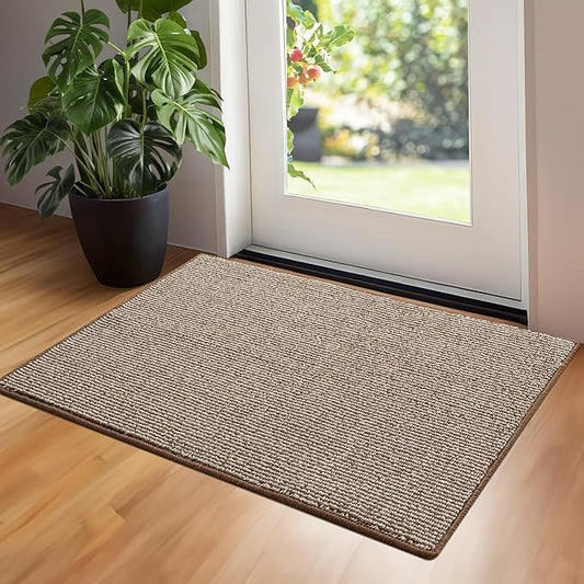GRANNY SAYS Front Door Mat, Non Slip Washable, Low Profile Outdoor Welcome Mat, 36" x 24" Resist Dirt Absorbent Indoor Mats for Entryway, Inside House, Brown Beige