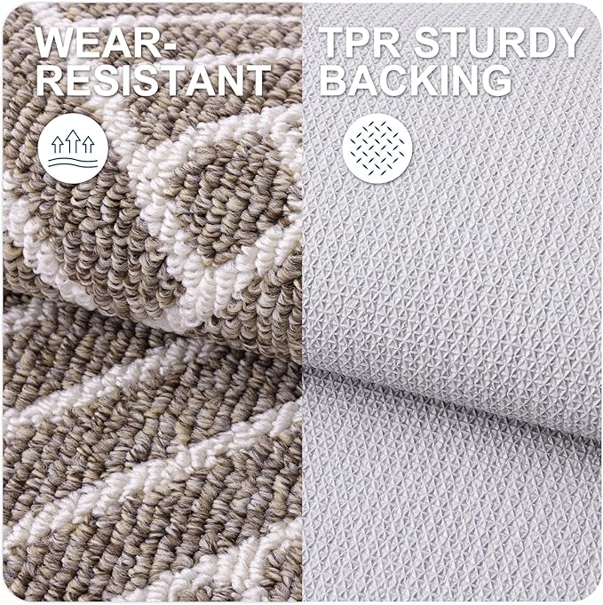 OLANLY Large Indoor Door Mat, 59x35 Inch, Dirt Resistant and Absorbent, Non-Slip Rubber Backing Floor Mats, Easy Clean Low-Profile Doormat for Entryway, Front Door, and Inside Entrance, Khaki