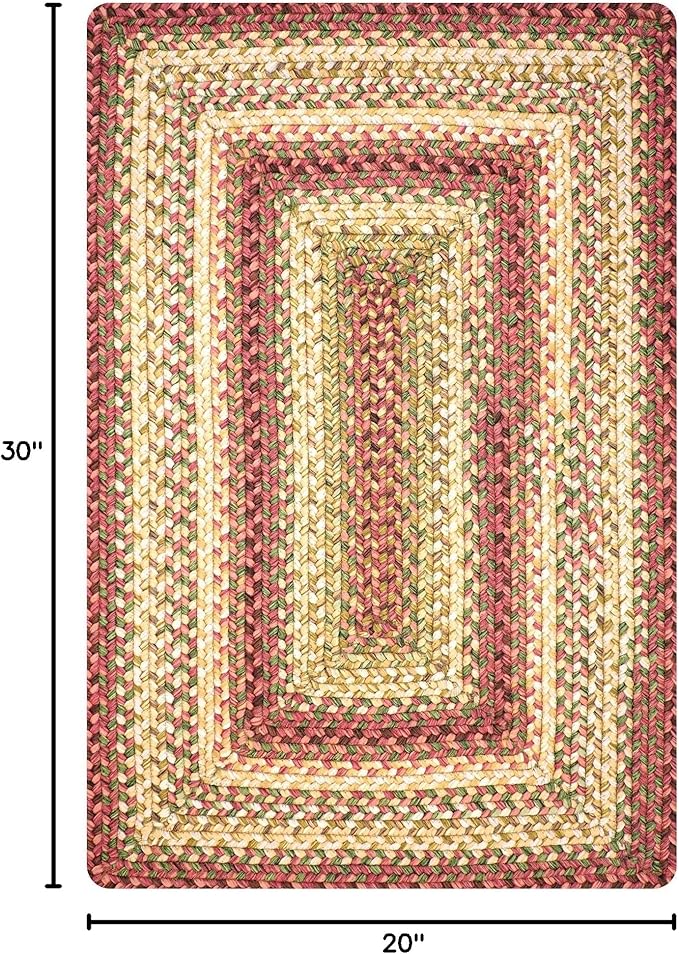 Barcelona Red and Gold Braided Rug 20x30 Rectangle - Indoor & Outdoor - Rustic Country Decor for Bathroom, Entryway, Everywhere