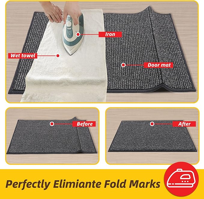 JSEI Dirt Trapper Door Mat 24"x36" Non-Slip Washable Entrance Mat, Dog Doormats, Absorbent & Fade-Resistant Floor Mats, Low Profile Welcome Mats for Entryway, Front Door, and Inside Entrance, Charcoal