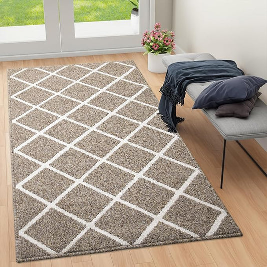 Finchitty Large Indoor Door Mat, Non-Slip Absorbent Resist Dirt Entrance Mat, Easy to Clean Mats for Entryway, Low-Profile Inside Floor Doormat, 59" x 35", Khaki