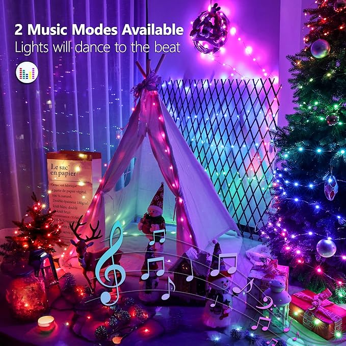BrizLabs Color Changing Fairy Lights, 66ft 200 LED Pink Valentines Day Fairy Lights with Remote, RGB Xmas Tree Light with Timer Dimmable Twinkle Light Music Sync for Indoor Xmas Halloween Easter Party