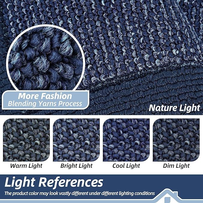 BEQHAUSE Kitchen Runner Rugs 24"x60", Kitchen Rugs Non-Slip Kitchen Mats for Floor, Absorbent and Stain Resistant Kitchen Mats, Machine Washable Rug for Kitchen, Hallway, Laundry & Sink, Blue
