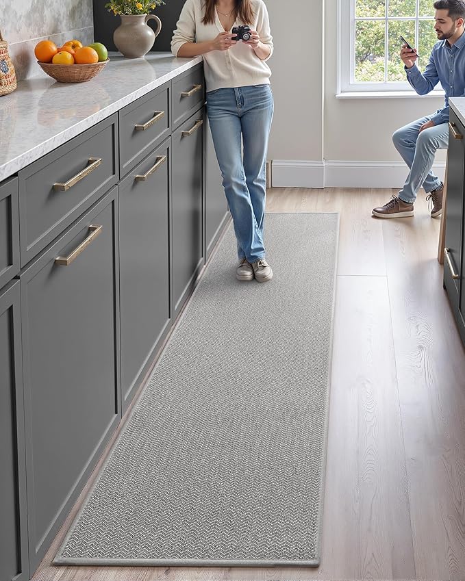 Color&Geometry Kitchen Rugs Kitchen Mats for Floor, 17"X79" Light Grey Kitchen Rugs Non Slip Washable with Rubber Backing, Quick Dry, Low Pile, Easy Clean Kitchen Runner Rug Kitchen Sink Mat