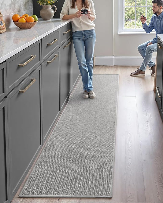 Color&Geometry Kitchen Rugs Kitchen Mats for Floor, 17"X79" Light Grey Kitchen Rugs Non Slip Washable with Rubber Backing, Quick Dry, Low Pile, Easy Clean Kitchen Runner Rug Kitchen Sink Mat