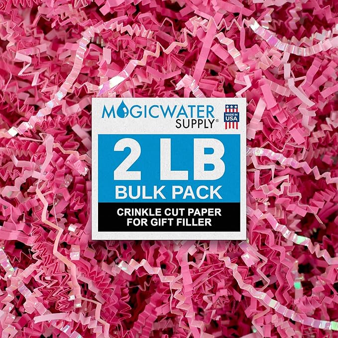 MagicWater Crinkle Cut Paper for Gift Baskets - 2LB - Diamond Strawberry - Perfect for Shredded Paper Filler, Basket Filler, Gift Boxes, Bridesmaid Gifts, Christmas Stuffers & More – For All Occasions