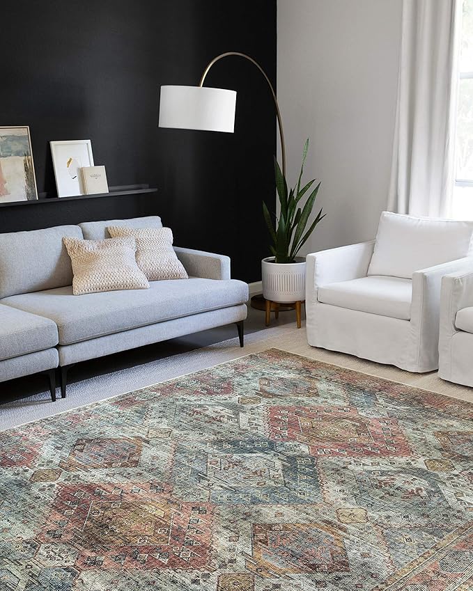 Loloi Skye Collection SKY-06 Apricot/Mist 6'-0" x 6'-0" Round Area Rug
