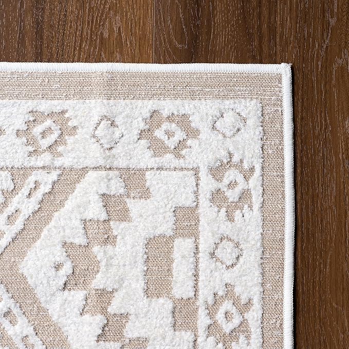 RAMEFILD Moroccan Washable Entryway Rug 2x3, Geometric Woven Area Rug, Non-Slip Boho Accent Soft Low-Pile Front Door Mat Indoor Entrance, Small Throw Rug for Bathroom Front Porch, Cream/White