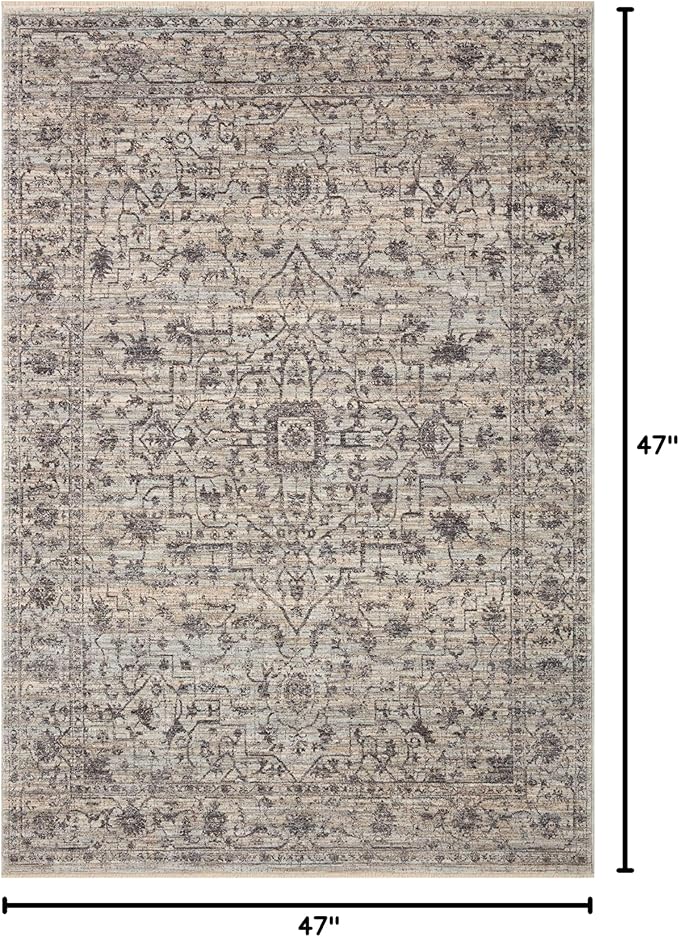 Loloi II Sorrento Collection SOR-01 Mist/Charcoal 3'-11" x 3'-11" Round Accent Rug