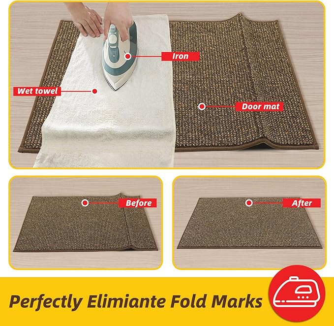 JSEI Dirt Trapper Door Mat 24"x60" Non-Slip Washable Entrance Mat, Dog Doormats, Absorbent & Fade-Resistant Floor Mats, Low Profile Welcome Mats for Entryway, Front Door, and Inside Entrance, Brwon