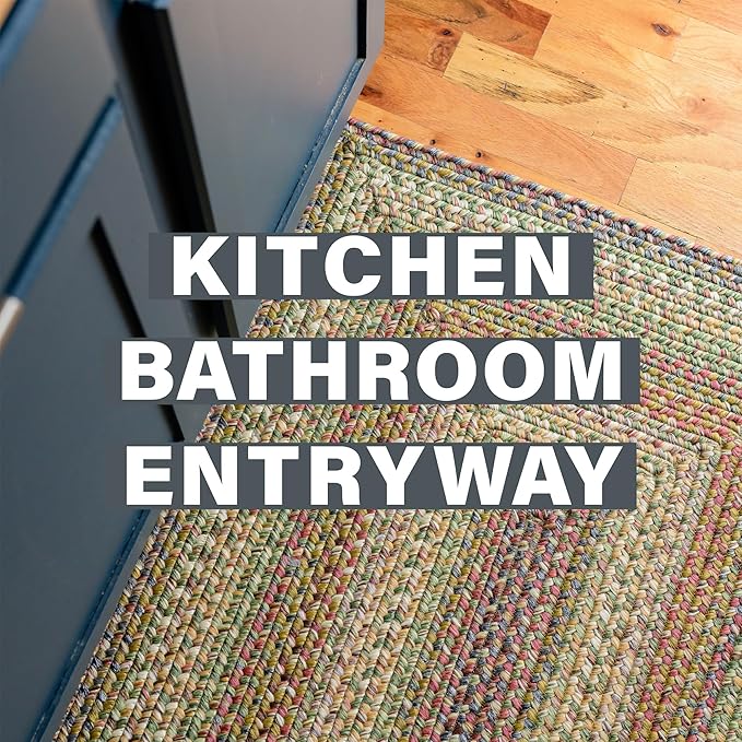 Homespice Rainforest Multicolor Oval Braided Rug 20"x30" - Machine Washable Kitchen Rugs and Braided Door Mat, Soft, Water Absorbing and Reversible - Both Indoor and Outdoor