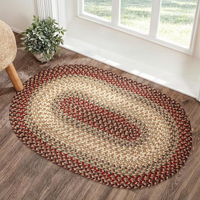 RRI Home Decor EastEnd EL73 Spanish Red 2' x 3' Oval - Braided Area Rug, Home Decor, Floor Mat or Bedroom Rug - Easy Care, Ideal for High Traffic Areas in Hallway and Living Room - Made in USA