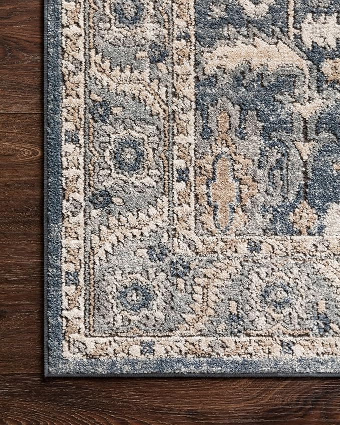 Loloi Teagan Collection TEA-03 Denim/Pebble 2'-8" x 7'-6" Runner Rug, Large, Soft Neutral Rug, High-Traffic for Living Room, Bedroom, Home Office, Dining Area