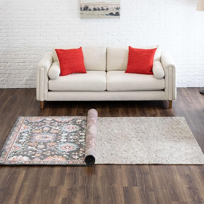 Mohawk Home 3' x 12' Non Slip Grip Rug Pad 1/2" Thick Dual Surface Felt Cushion + Rubber Gripper - Safe for All Floors