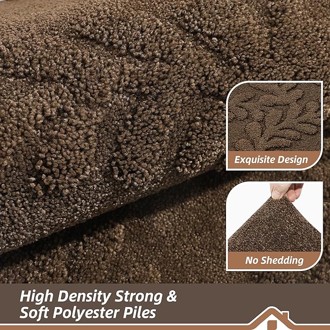 BEQHAUSE Dirt Trapper Door Mats 24”x36”, Non-Slip TPR Backing Dog Doormat, Super Absorbent Welcome Mat for Front Door, Muddy Shoes & Paws, Washable Entry Rugs, Brown