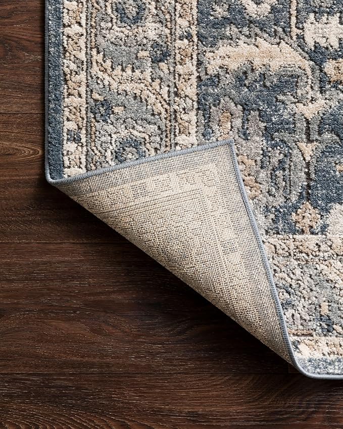 Loloi Teagan Collection TEA-03 Denim/Pebble 2'-8" x 7'-6" Runner Rug, Large, Soft Neutral Rug, High-Traffic for Living Room, Bedroom, Home Office, Dining Area