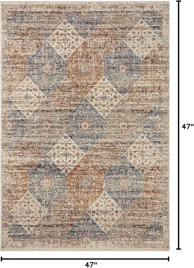 Loloi Sorrento Collection SOR-02 Ivory/Multi 3'-11" x 3'-11" Round Accent Rug