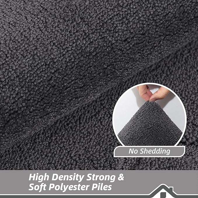 BEQHAUSE Kitchen Rugs Non-Slip Washable [2 PCS], Machine Washable Kitchen Mats Absorbent Soft Kitchen Runner Rugs for Floor,Sink,Hallway,Laundry,20”x32”+20”x48”, Dark Grey