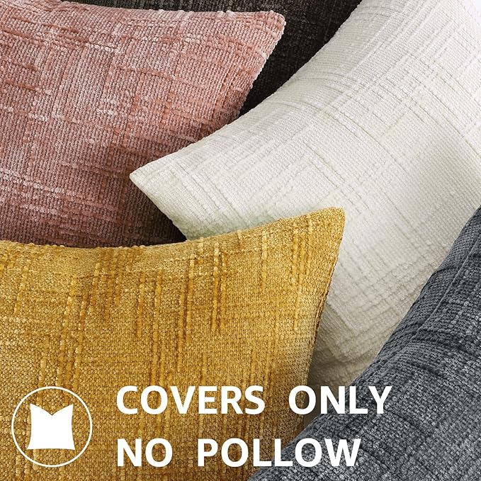 decorUhome Spring Pink Chenille Throw Pillow Covers 12x20 Set of 2 Textured Slubby Couch Pillow Covers Farmhouse Accent Neutral Decorative Pillow Cases for Bed Sofa Living Room Valentines
