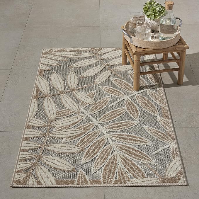 Nourison Home Aloha Natural 2'8" x 4' Area Rug - Easy Clean, Non Shedding, Bed Room, Living Room, Dining Room, Kitchen (3' x 4')