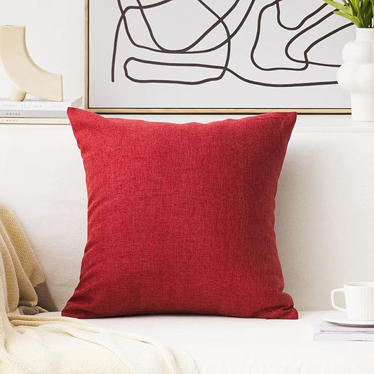 Home Brilliant Throw Pillow Cover 26 x 26 Linen Decorative Euro Sham Red Pillow Cover for Couch Sofa Patio Valentine's Day, 26x26 inches(66cm), Burgundy