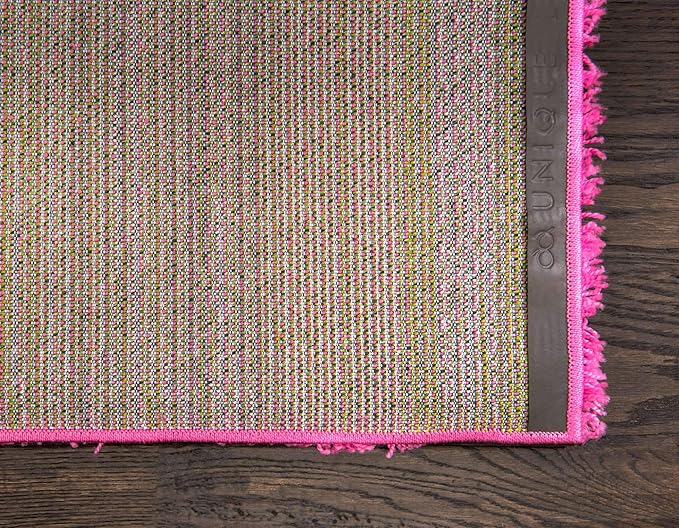 Unique Loom Solid Shag Collection Area Rug (2' 6" x 19' 8" Runner, Taffy Pink)