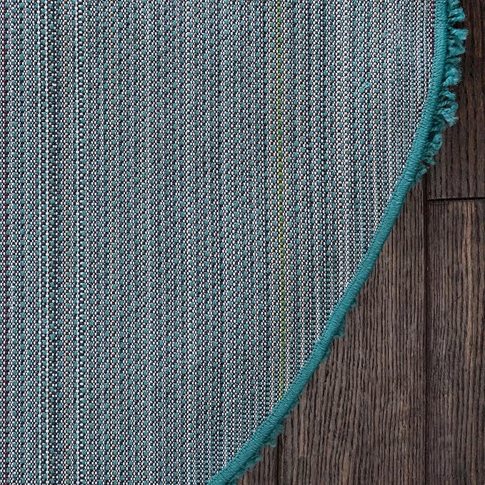 Unique Loom Solid Shag Collection Area Rug (4' 1" Round, Deep Aqua Blue)